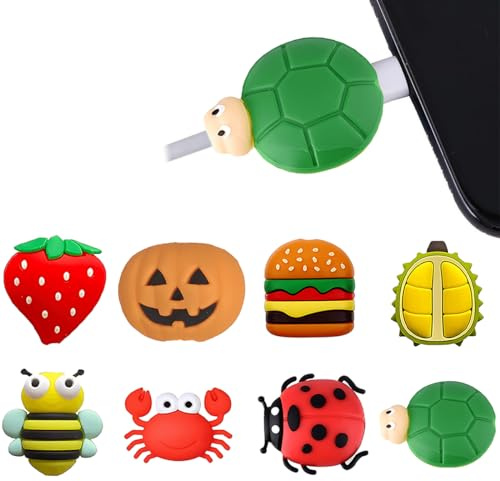FDCGAS Protege Cute Animal & Fruit Shaped Cable Protectors - 8 Pcs, PVC Material, Organizes & Protects Cords