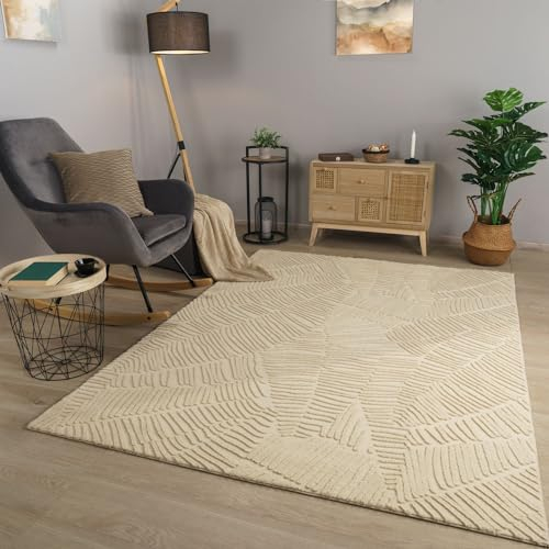 TT Home Wohnzimmer Teppich Esszimmer Kurzflor Geometrische Optik Skandi Boho Unifarben, Farbe:Dunkeltaupe Beige Creme, Größe:240x340 cm