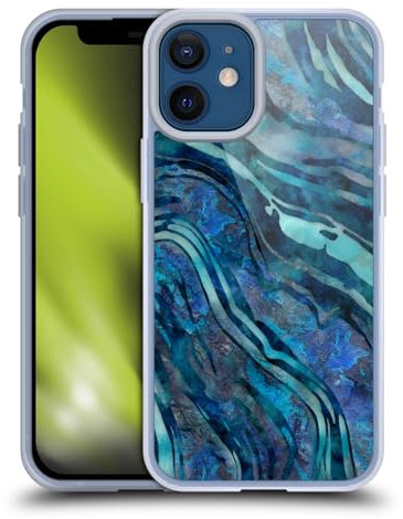 Head Case Designs Offizielle LebensArt Blauer Tee Geo Flüssiger Marmor Softgelhülle Kompatibel Mit Apple iPhone 12 Mini Und Kompatibel Mit Magsafe Zubehör