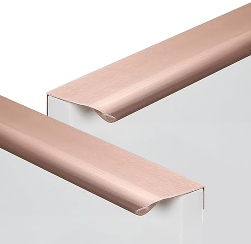 JMCXSM592 2 Stück Möbelgriffe Versteckter,Kleiderschrankgriffe invisibilità,Schrankgriff Aluminium,Türklinken Modernes,Profilgriff Geschwungener,Türgriff Schubladengriff Knöpfe (Roségold,1200mm)