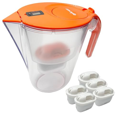 Water Filter Pitcher with 5 Filters, BPA-Free Water Pitcher, Long-Lasting Water Purifier