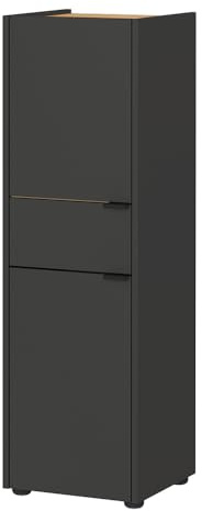 Lomadox Badezimmerschrank Badschrank Bad kommode Badmöbel Schrank modern in Graphit mit Eiche Navarra