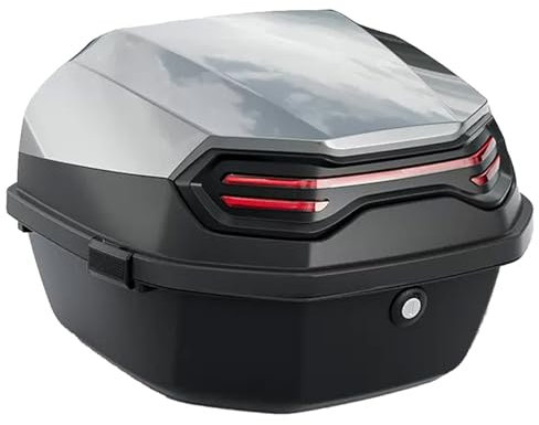 YHDZWY Motorradkoffer Für Helm Gepäck, Top Case Lederfutter Für Roller Motorrad Mofa Quad Mit Installieren Platte Aufbewahrungskoffer Wasserdicht Mit Sicherheitsschloss(Solo Gray)