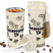 Taza de viaje aislada de acero inoxidable con tapa, taza de café de 18 onzas, vacío de doble pared, a prueba de fugas, incluye pajitas y cuerda portátil, botella de agua de boca ancha con estampado