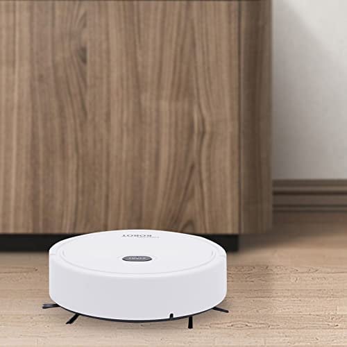 YEITBY Robot spazzatrice e spazzatrice 3 in 1, automatico cambio di direzione, 30 minuti di autonomia, adatto per pavimenti duri, tappeti, peli di animali domestici (bianco)