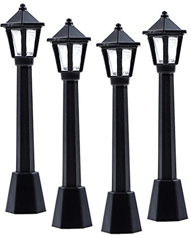 DIIOOMIEEU 4 Stück Straßenlaternen Laterne Pfosten Modell Lichter für Dekor Landschaft Dekoration Feengarten Zubehör