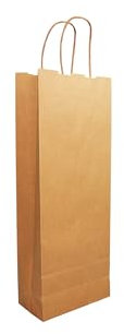 25 Sacchetti di Carta per Bottiglie di Vino, Colore Avana, Manico in Carta, Dimensioni 14x9x40cm