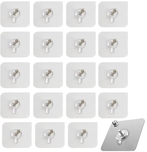 Yuannee Adhesive Screws,20 PCS Self Adhesive Hanging Nails Traceless Nail Small Self Adhesive Hooks Wall Hooks No Screw Shower Hook for Bathroom Kitchen Shower Storage Room - 8mm
