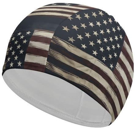 Bonnet de bain drapeau américain - Bonnet de bain pour femmes et adultes - Bonnet de bain pour cheveux longs - Bonnet de bain pour femme - Bonnet de douche