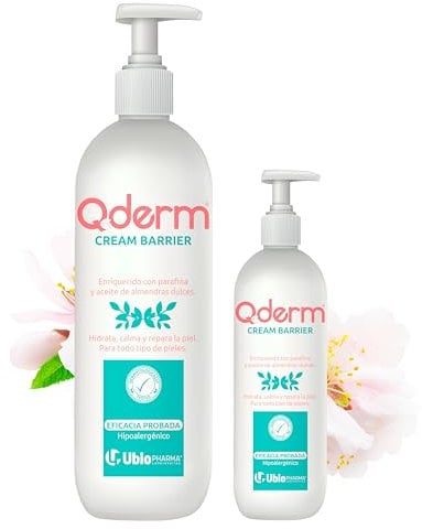 Qderm Crema de Barrera con Óxido de Zinc y Parafina. Hidrata, Protege, Calma y Repara la Piel Irritada, Sensible y Atópica con Almendras Dulces. Ideal para Incontinencia y Rozaduras. Con Dosificador