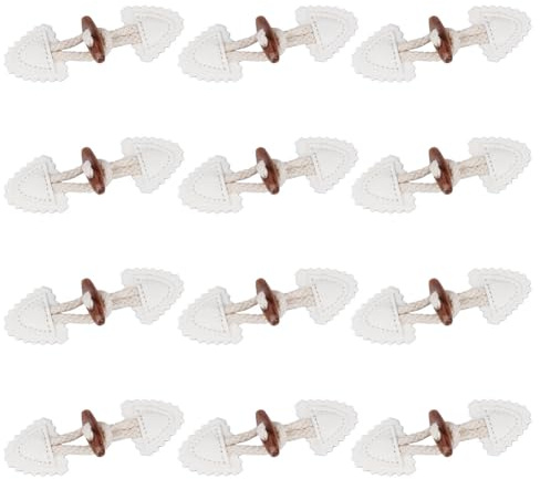 GOMAKERER 12 Stück Knebelverschlüsse Aus PU Leder Zum Aufnähen Weiße Aufnähknebel Mit Harzhornknöpfen Outfit Nähknopfverschlüsse Für Pullover Jacken Mäntel DIY Nähzubehör, 113x38x4.5mm