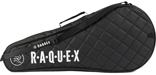 Raquex Elite Tennis 2 Racket Cover - Bag with Carry Handle & Shoulder Strap - Quilted Faux Leather Padded Racquet Case in Black – Luxury Sports Gift for Women & Men