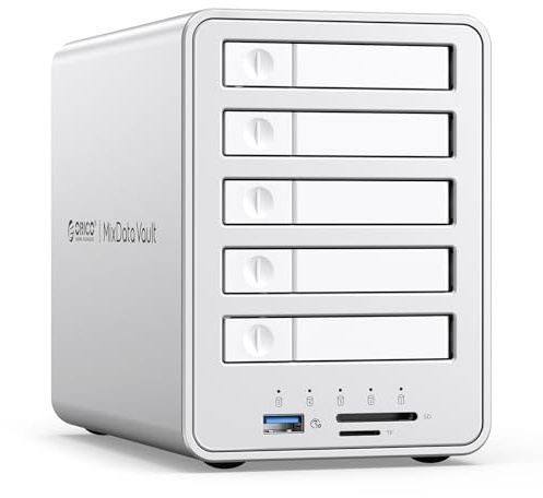 ORICO All-flash Docking Station per Hard Disk 5-Bay RAID Custodia per Disco Rigido Compatibile con HDD e SSD 2,5 SATA con 10Gbps USB 3.2 Gen 2, Supporto Estensione Daisy Chain e 7 Modalità RAID-8858