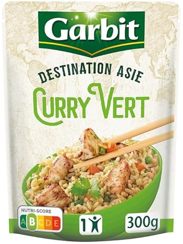 GARBIT Destination d'Asie Riz au curry vert et poulet micro-ondes 300 g