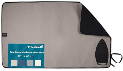 Encasa XO Manta de Planchar Portátil, Antideslizante 120x70 cm | Beige Reposaplanchas de Silicona | Base Antideslizante | Acolchado 3 mm | Resistente al Calor