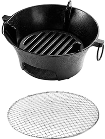 predolo Hibachi Grill Tragbarer Mini Tischgrill Holzkohle Gusseisen mit Effizienter Wärmeverteilung Und Kompaktem Design für Outdoor Party
