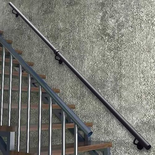 Corrimano per scale, ringhiere per scale a parete con staffe, corrimano per scale in tubo industriale in ferro zincato antiscivolo per interni ed esterni, corrimano per scale(400cm)