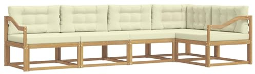 vidaXL Outdoor-Sofagarnitur mit Kissen 4 pcs Weiß und Creme Polyester, Moderne Terrasse, langlebige Outdoor-Möbel, wetterfeste Lounge, gemütliches Sofa, vielseitige Pool-Couch