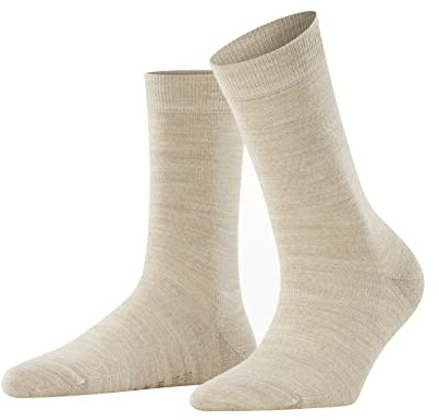 FALKE Damen Socken Softmerino W So Wolle Baumwolle einfarbig 1 Paar, Blau Linen Melange 4549, 41-42