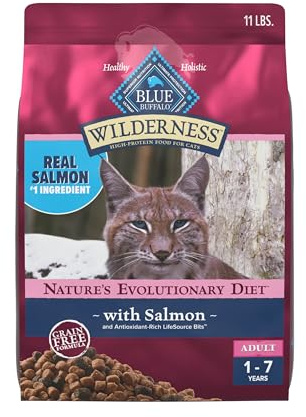 Blue Buffalo Wilderness Natural High Protein, Grain Free Dry Food for Adult Cats, Salmon, 11-lb Bag