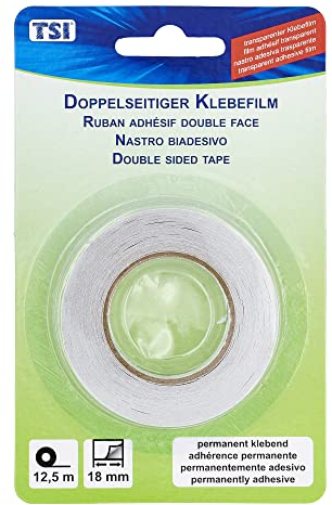 TSI Doppelseitiger Klebefilm für leichte Materialien, 18 mm x 12,5 m, transparent, Art.Nr. 43123