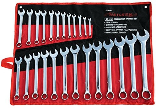 Neilsen CT0441 6-32 mm Full Polish Finish Spanner Set - Silver (25-Piece)