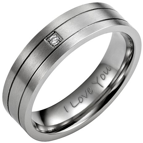 Willis Judd 7mm Titanium Ring for Men Engraved I Love You In Wooden Gift Box Wedding Band Ring Mens Engagement Ring Groove Promise Ring Comfort Fit Size X