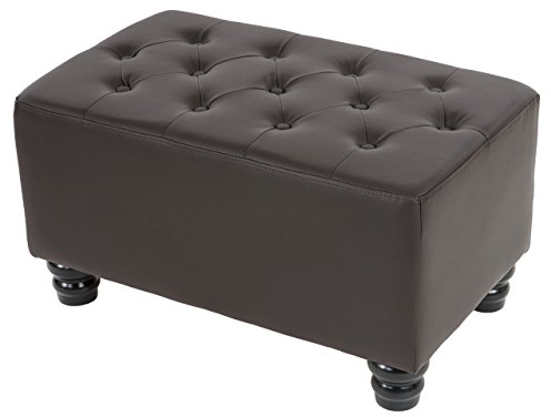 Mendler Luxus Ottomane Sitzhocker Chesterfield 41x75x46cm Kunstleder - runde Füße, braun