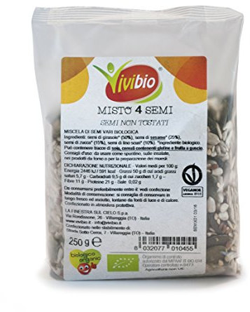 Vivibio Mix 4 Semi Biologici - Ricco di Proteine ​​e Fibre - Perfetti per una dieta vegetariana o vegana - 250g