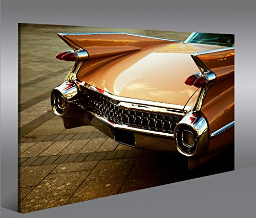 islandburner Bild Bilder auf Leinwand Heckflosse US Cars 1p XXL Poster Leinwandbild Wandbild Dekoartikel Wohnzimmer Marke