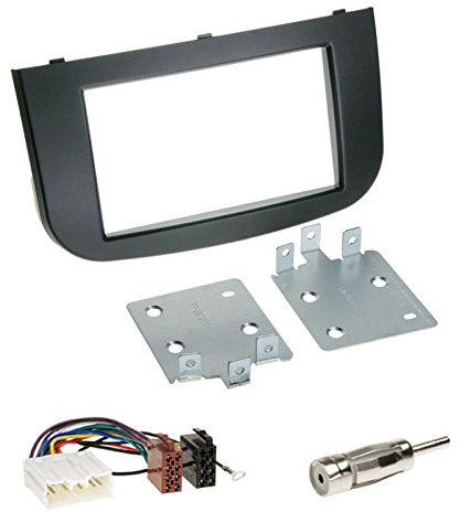 Einbauset : Autoradio 2-DIN Doppel-DIN Radioblende Radio Blende Halterung schwarz + ISO Radioanschlusskabel Radio KFZ Adapter + Antennenadapter für Mitsubishi Colt (Z30/Z30G/Z3B/Z3V) ab 11/2008