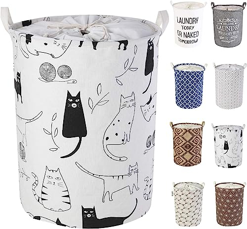 LessMo 19,7 con Coulisse Portabiancheria Bagagli Sorter, Pieghevole Pop-Up Lavanderia Cesti, Impermeabile Rotonda Cotone Lino