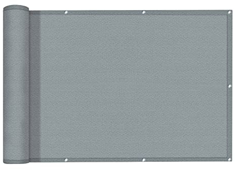 LOVE STORY Balkon Sichtschutz 75x600cm Wetterfest, PES Balkonabdeckung Balkonbespannung Balkonumspannungen Balkonverkleidung, Blickdicht Windschutz,mit Kabelbindern für Außengeländer,Grau