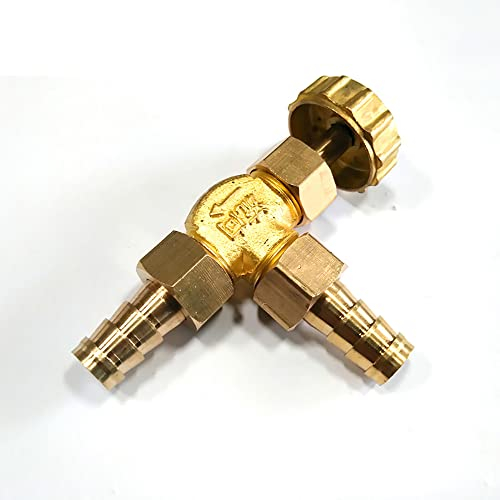 1/4 Brass Needle Valve Propane Butane Gas Adjuster Barbed Spigots 1 Mpa Elbow Control Needle Valve Replacement for Water Gas Two Way Flowing (Angle Adjust Valve,DN Ф8mm)
