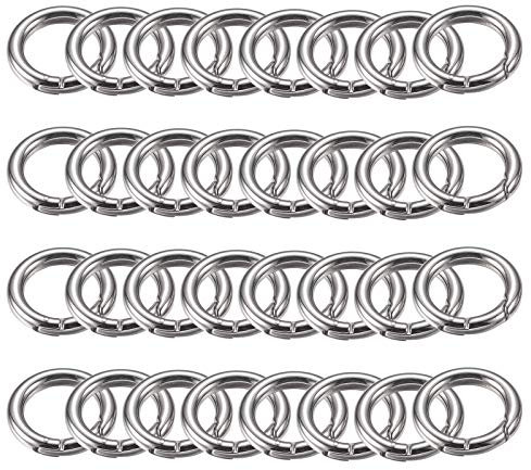 Spring O Rings, Ekunbuy Spring Snap Clip Hooks Zinc Alloy Round Metal Split Rings Small Clamp Clasp Keyring Buckle for Bag Purse Handbag Strap Craft Jewelry Making (Φ20mm-32pcs)
