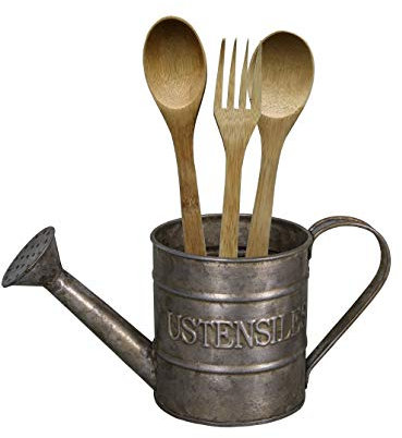 Antic Line Mini arrosoir Zinc avec ustensiles de Cuisine Bois