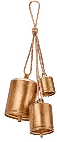 KPCB Weihnachtsglocke Windspiele Hanging Vintage Bells Garden Set mit 3 Rustikalen Messingglocken Deko