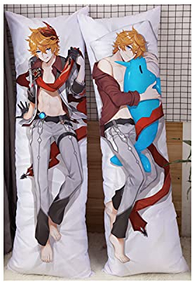 WXXT KissenbezüGe,Genshin Impact Tartaglia Anime Body Abdeckung Umarmungs Kuschelkissen PlüSchtier Cap Dekorative Cosplay