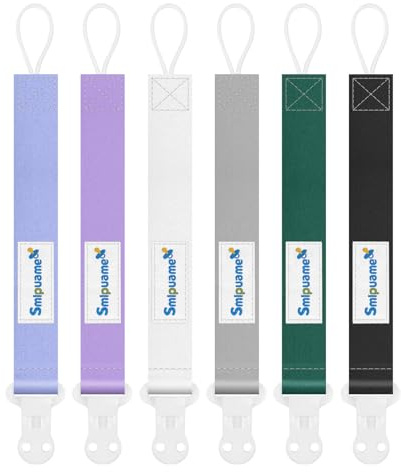 Smlpuame Dummy Clip Boys,6 Pack BPA Free Soother Chain,Pacifier Holder Clips for Teether Toy,Baby Dummy Strap Clip Universal Design Fit All Pacifiers Baby Teething Toys,Baby Gift(Cool Color)