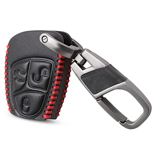 ALIANQ Leder Auto Remote Key Protector Case Cover Shell Schlüsselanhänger Zubehör für Mercedes für Benz W203 W211 CLK C180 E200 AMG CS-Klasse