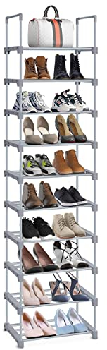 Esonstyle Schuhregal - 10 Etagen Hoch Schmal Platzsparend für Tür - Vertikale Metall-Schuhablage für Wohnzimmer und Schlafzimmer
