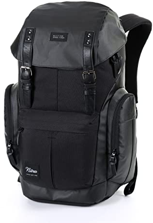 Nitro Daypacker Alltagsrucksack im Retro Look mit Gepolstertem Laptopfach, Schulrucksack, Wanderrucksack oder Streetpack, 32 L, Tough Black