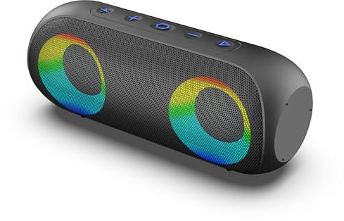 RYGHT – TOOGO L – R480361 - Enceinte Outdoor sans Fil avec LED RDB – 11H d’autonomie, 9 Modes RGB, Micro intégré et Assistant Vocal – Résistant à l’Eau IPX7, Double appairage – Noir