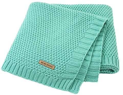 SZJIAHTM Babydecke für Neugeborene, Kleinkinder, Baumwolle, Zopfmuster, gestrickt, 100 x 80 cm, weiche, atmungsaktive Decke für Jungen und Mädchen