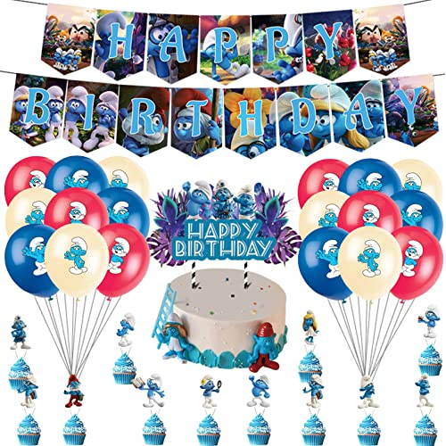 Geburtstag Deko Set - Party Dekoration für Kindergeburtstag, Tortendeko, Kuchen Deko, Luftballon, Thema Party (29 Stück)
