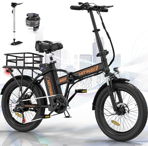 HITWAY E Bike 20 3,0 Fat Tire Elektrofahrrad E-Fahrrad klapprad,250W/36V/12Ah Akku,Max.Reichweite bis zu 35-90km, Off-Road Mountainbike mit 7 Gängen,City EBike