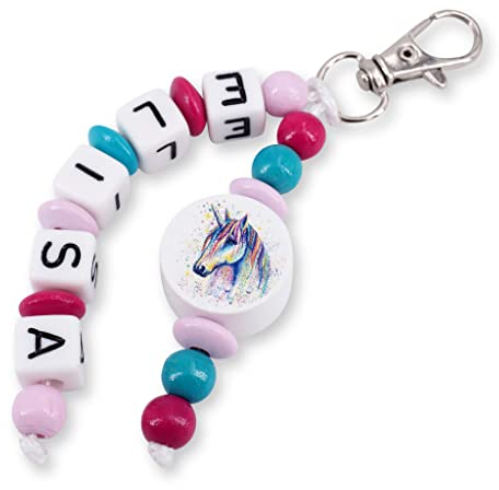 Taschenanhänger Schlüsselanhänger EINHORN Regenbogen mit Namen Mädchen Geschenk personalisiert Geburtstag Einschulung Kita Tasche Schule Ranzen