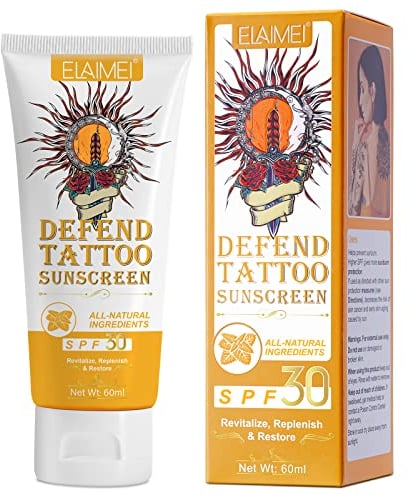 Tattoo Crema Solar, Protector solar del tatuaje, Proteccion Solar para Tatuajes SPF30, Tattoo Sunscreen Crema de Protección Solar del Tatuaje, UVA/UVB Sun Rays Protection, Water Resistant, 60ml