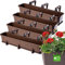 KADAX Set 4x80cm Blumenkasten Braun, Balkonkasten aus Kunststoff, Pflanzkasten für Blumen und Kräuter, Widerstandsfähiger Balkontopf, Pflanzkübel für Balkon