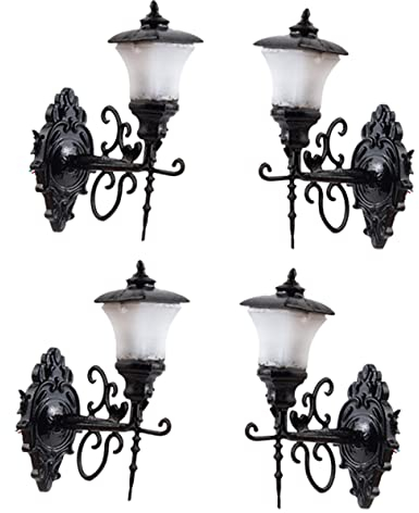 DOITOOL 4 Stück Puppenhaus Wandleuchte Außenwandleuchte Weglaternenpfosten Alte Straßenlaternen Verandaleuchten Im Freien Maßstab 1:12 Puppenhaus Licht Leuchter Mini Klein Abs Wandlampe